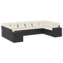 Set de sofás de jardín 10 pzas cojines ratán sintético negro