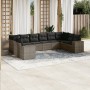 Set de sofás de jardín 10 pzas con cojines ratán sintético gris