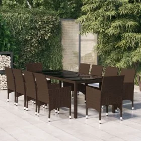 Garden dining set 11 pieces brown synthetic rattan by vidaXL, Garden sets - Ref: Foro24-3058575, Price: 811,98 €, Discount: %