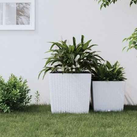 Planter with removable interior PP white rattan 37/64 L by vidaXL, Pots and planters - Ref: Foro24-364683, Price: 59,73 €, Di...