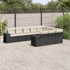 Set de sofás de jardín 10 pzas cojines ratán sintético negro en Conjuntos de jardín | Comprar online en Foro24