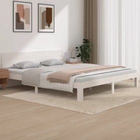 White solid wood bed frame Supe King 180x200 cm by vidaXL, Beds and slatted bases - Ref: Foro24-810511, Price: 150,23 €, Disc...