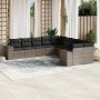 Set de sofás de jardín 10 pzas con cojines ratán sintético gris