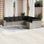 Set sofás jardín 10 pzas con cojines ratán sintético gris claro