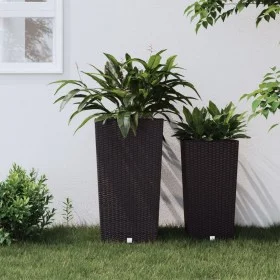 Planter with removable interior PP rattan brown 21/49 L by vidaXL, Pots and planters - Ref: Foro24-364676, Price: 44,60 €, Di...