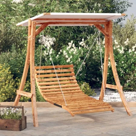 Tumbona columpio con toldo madera maciza abeto acabado de teca by vidaXL, Garden rockers - Ref: Foro24-3200619, Price: 481,47...