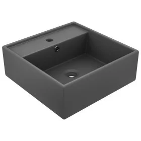 Luxuriöses quadratisches Waschbecken dunkelgrauer Keramiküberlauf 41x41 cm von vidaXL, Sinkt - Ref: Foro24-146950, Preis: 84,...