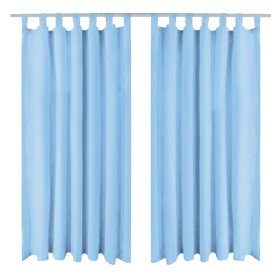 Cortinas de micro-raso con bucles 2 unidades 140x175cm turquesa Cortinas de micro-raso con bucles 2 unidades 140x175cm turquesa