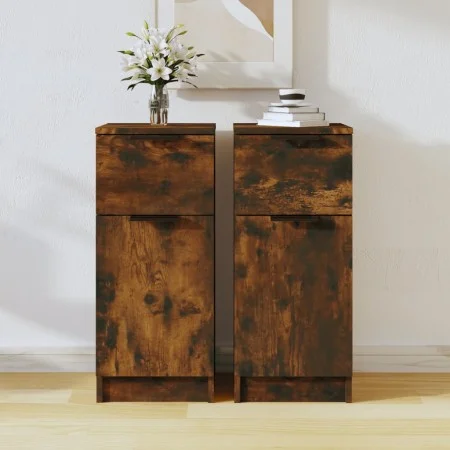 Aparadores 2 uds madera contrachapada roble ahumado 30x30x70 cm de vidaXL, Aparadores - Ref: Foro24-817001, Precio: 77,59 €, ...