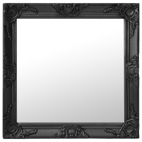 Espejo de pared estilo barroco negro 60x60 cm