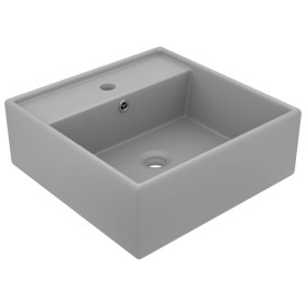 Matte light gray ceramic square overflow sink 41x41 cm by vidaXL, Sinks - Ref: Foro24-146949, Price: 88,05 €, Discount: %