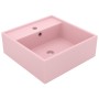 Lavabo lujoso cuadrado rebosadero cerámica rosa mate 41x41 cm by vidaXL, Sinks - Ref: Foro24-146944, Price: 98,20 €, Discount: %