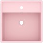 Lavabo lujoso cuadrado rebosadero cerámica rosa mate 41x41 cm by vidaXL, Sinks - Ref: Foro24-146944, Price: 98,20 €, Discount: %
