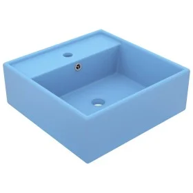 Matte light blue ceramic square overflow sink 41x41 cm by vidaXL, Sinks - Ref: Foro24-146945, Price: 79,06 €, Discount: %