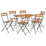 Muebles cafetería plegables 7 pzas madera maciza acacia y acero de vidaXL, Conjuntos de jardín - Ref: Foro24-3152099, Precio:...