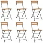 Folding cafe furniture 7 pieces solid acacia wood and steel by vidaXL, Garden sets - Ref: Foro24-3152099, Price: 318,50 €, Di...