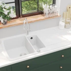 Kitchen sink with two white granite bowls by vidaXL, Sinks - Ref: Foro24-144855, Price: 242,61 €, Discount: %