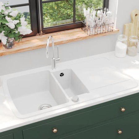 Küchenspüle mit zwei weißen Granitschüsseln von vidaXL, Sinkt - Ref: Foro24-144855, Preis: 262,33 €, Rabatt: %