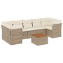Set de sofás de jardín y cojines 8 piezas ratán sintético beige