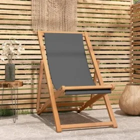 Folding beach chair solid gray teak wood by vidaXL, Garden chairs - Ref: Foro24-47415, Price: 74,33 €, Discount: %