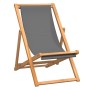 Klappbarer Strandstuhl aus massivem grauem Teakholz von vidaXL, Gartenstühle - Ref: Foro24-47415, Preis: 79,58 €, Rabatt: %