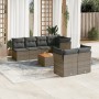 Set de sofás de jardín y cojines 8 piezas ratán sintético gris