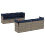 Set de sofás de jardín 9 pzas con cojines ratán sintético gris