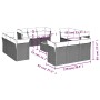 Set sofás de jardín con cojines 13 piezas ratán sintético gris