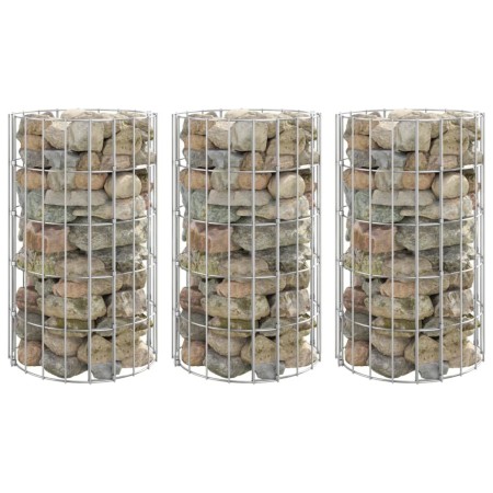 Arriate gaviones circular 3 uds acero galvanizado Ø30x50 cm