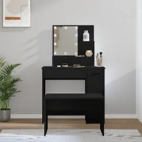 Vanity set with LED lights, black plywood by vidaXL, Bedroom Dressers - Ref: Foro24-3114116, Price: 110,57 €, Discount: %