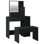 Vanity set with LED lights, black plywood by vidaXL, Bedroom Dressers - Ref: Foro24-3114116, Price: 110,57 €, Discount: %