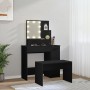 Vanity set with LED lights, black plywood by vidaXL, Bedroom Dressers - Ref: Foro24-3114116, Price: 111,79 €, Discount: %