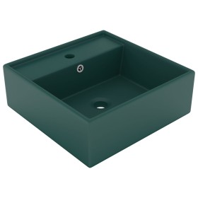 Luxurious square sink with overflow dark green ceramic 41x41cm by vidaXL, Sinks - Ref: Foro24-146948, Price: 88,77 €, Discoun...