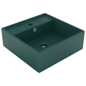 Luxurious square sink with overflow dark green ceramic 41x41cm by vidaXL, Sinks - Ref: Foro24-146948, Price: 87,29 €, Discoun...