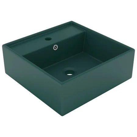 Luxurious square sink with overflow dark green ceramic 41x41cm by vidaXL, Sinks - Ref: Foro24-146948, Price: 87,29 €, Discoun...