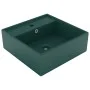 Luxurious square sink with overflow dark green ceramic 41x41cm by vidaXL, Sinks - Ref: Foro24-146948, Price: 87,29 €, Discoun...