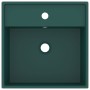 Luxurious square sink with overflow dark green ceramic 41x41cm by vidaXL, Sinks - Ref: Foro24-146948, Price: 88,77 €, Discoun...
