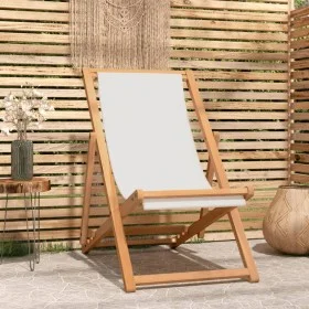 Cremefarbener Gartenstuhl aus Teakholz, 56 x 105 x 96 cm von vidaXL, Gartenstühle - Ref: Foro24-43802, Preis: 75,23 €, Rabatt: %