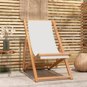 Silla de jardín de teca color crema 56x105x96 cm