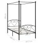 Black metal canopy bed frame 100x200 cm by vidaXL, Beds and slatted bases - Ref: Foro24-284434, Price: 87,00 €, Discount: %