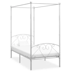White metal canopy bed frame 100x200 cm by vidaXL, Beds and slatted bases - Ref: Foro24-284427, Price: 141,17 €, Discount: %