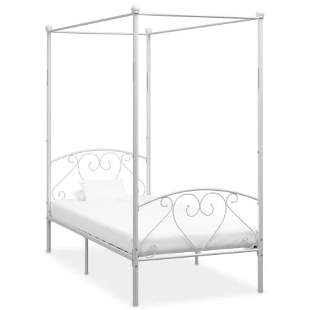 White metal canopy bed frame 100x200 cm by vidaXL, Beds and slatted bases - Ref: Foro24-284427, Price: 141,17 €, Discount: %