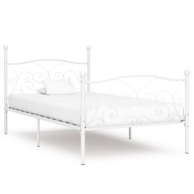 Bed frame with white metal slatted base 100x200 cm by vidaXL, Beds and slatted bases - Ref: Foro24-284448, Price: 100,59 €, D...