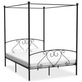 Estructura de cama con dosel metal negro 140x200 cm