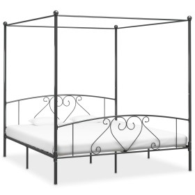 Estructura de cama con dosel metal gris 200x200 cm de vidaXL, Camas y somieres - Ref: Foro24-284446, Precio: 144,66 €, Descue...