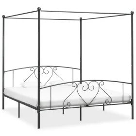 Gray metal canopy bed frame 200x200 cm by vidaXL, Beds and slatted bases - Ref: Foro24-284446, Price: 131,24 €, Discount: %