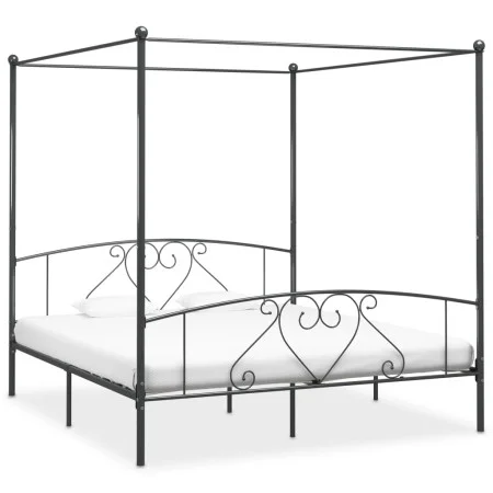 Gray metal canopy bed frame 200x200 cm by vidaXL, Beds and slatted bases - Ref: Foro24-284446, Price: 131,22 €, Discount: %