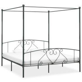 Estructura de cama con dosel metal gris 180x200 cm de vidaXL, Camas y somieres - Ref: Foro24-284445, Precio: 184,78 €, Descue...
