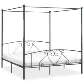 Gray metal canopy bed frame 180x200 cm by vidaXL, Beds and slatted bases - Ref: Foro24-284445, Price: 182,47 €, Discount: %