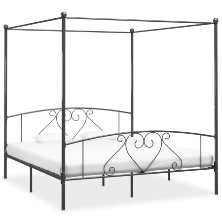 Gray metal canopy bed frame 180x200 cm by vidaXL, Beds and slatted bases - Ref: Foro24-284445, Price: 184,67 €, Discount: %